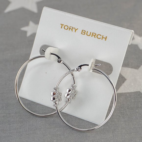 Tory Burch Eleanor Hoop Silver Statement Earrings (Brand New with Dust Bag) - Picture 9 of 13